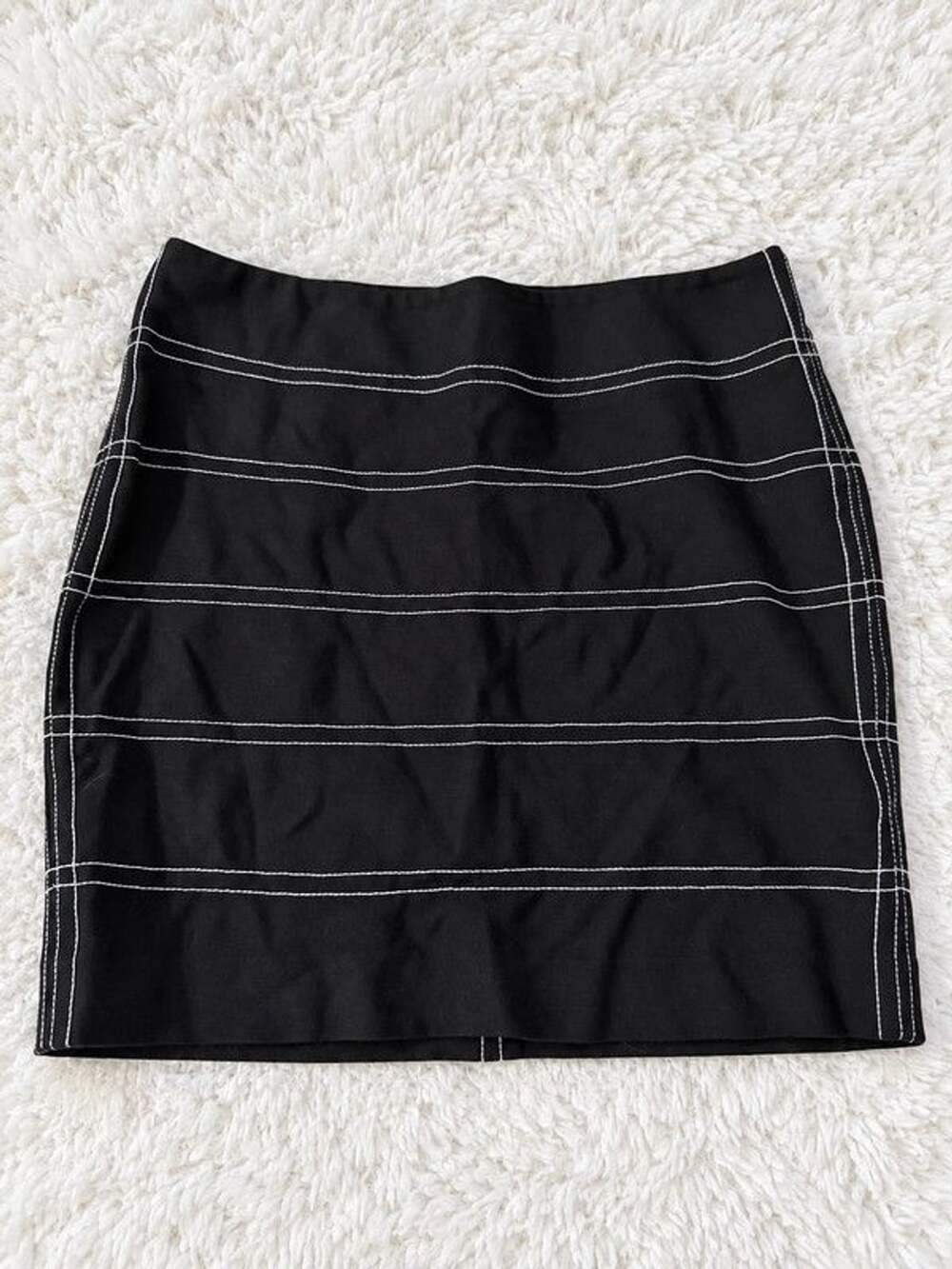 Y2K Express Design Studio Black Contrast Stitch Mini Skirt Size 4